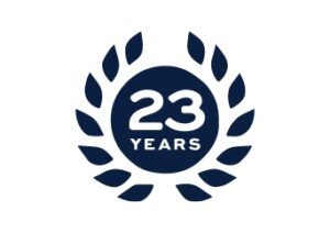 An icon representing Bintelli's 23 years