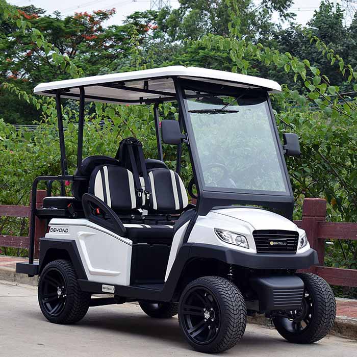 Bintelli Beyond Street Legal Electric Golf Cart 4 Seater lifted in white and black