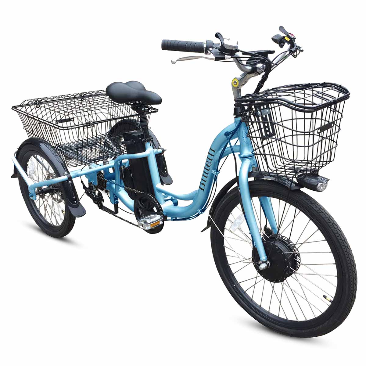 Bintelli Trio Electric Trike with Step Through Design in Color Light Blue