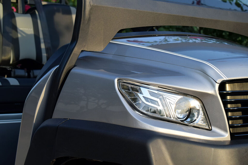 Bintelli beyond titanium street legal front of golf cart in silver