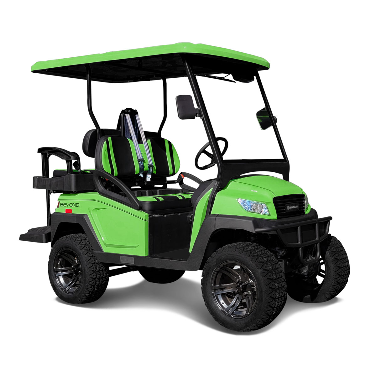 Bintelli Beyond Lifted 4PR street legal golf cart in Bright Green