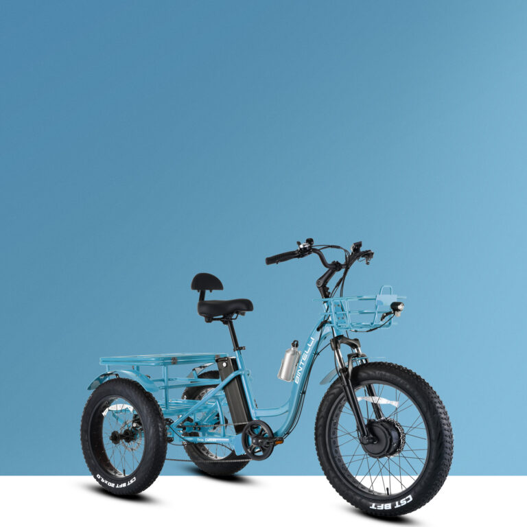 Trio is the first tricycle in the Bintelli Trio Deluxe electric bicycle Blue